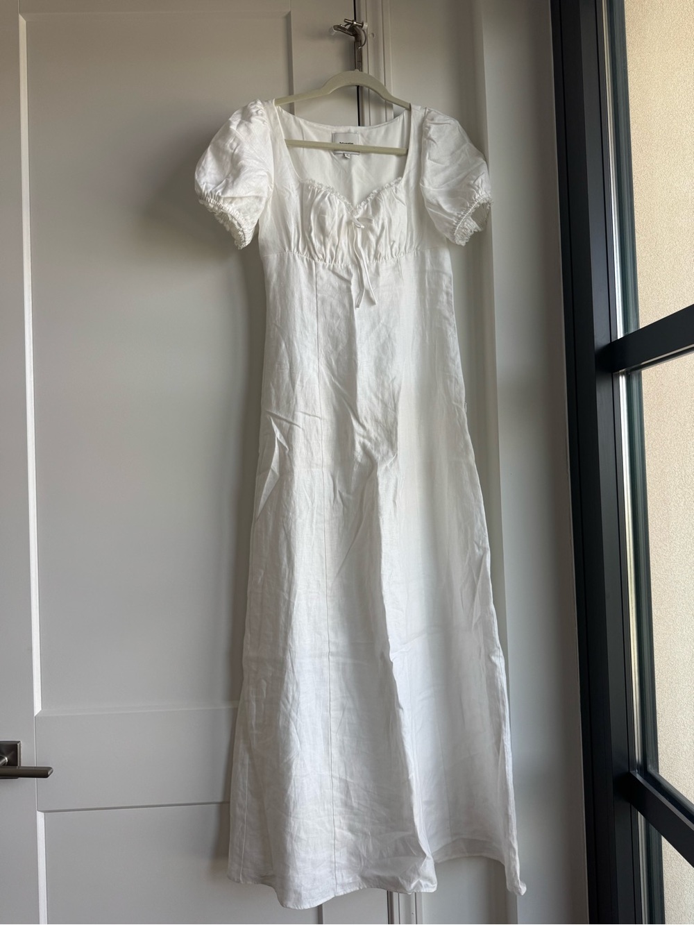 Reformation White Puff Sleeve Maxi Dress